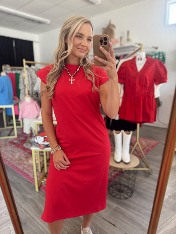 Casually Love Midi Dress - Red