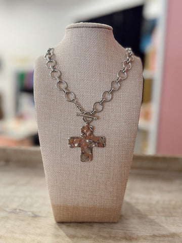 Cross Flat Necklace - Silver