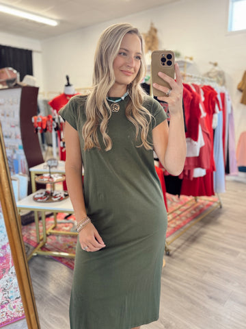 Casually Love Midi Dress - Olive