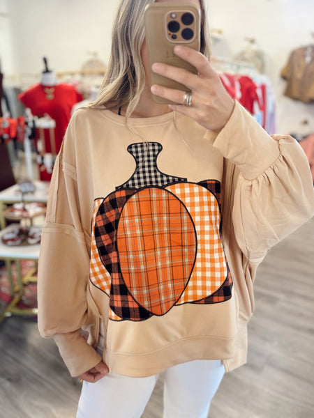 Pumpkin Patchwork French Terry Sweatshirt