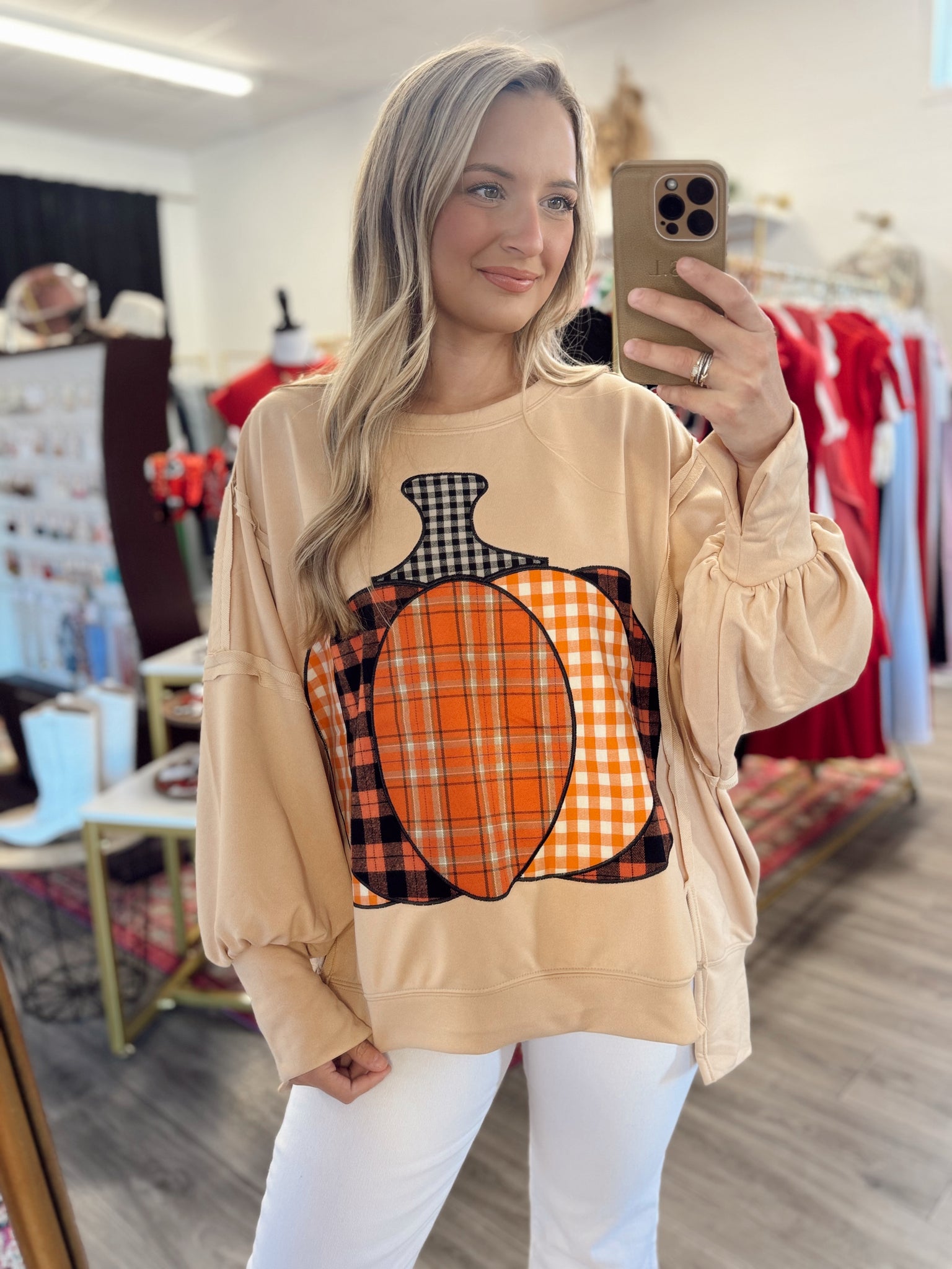 Pumpkin Patchwork French Terry Sweatshirt