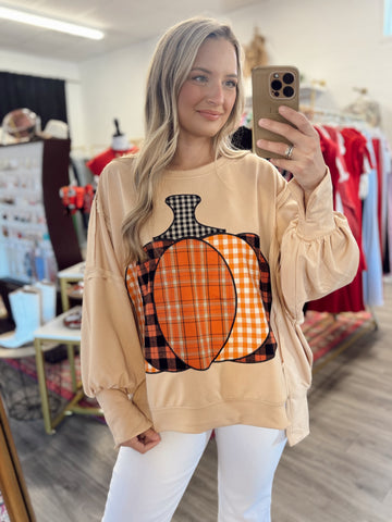 Pumpkin Patchwork French Terry Sweatshirt