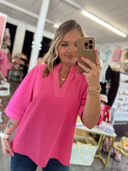 Erin Elevated Blouse - Pink