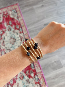 Mini Cross Beaded Bracelet - Black