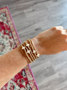 Mini Cross Beaded Bracelet - White