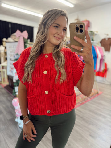 Oversized Chunky Sweater - Red