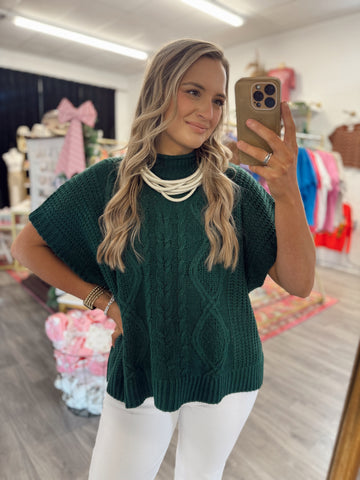 Cable Knit Sweater - Green