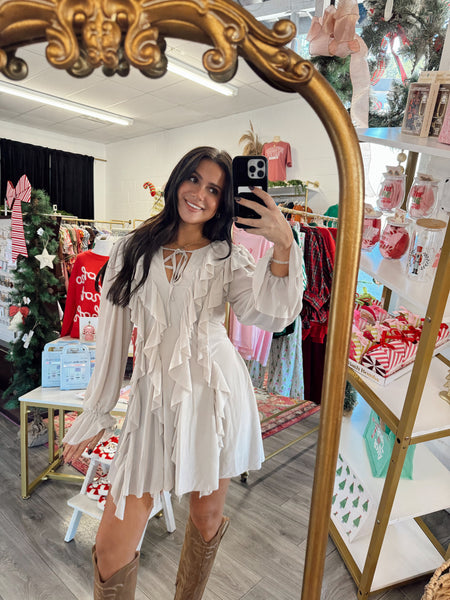 Ruffled Sleeve Knit Romper - Stone