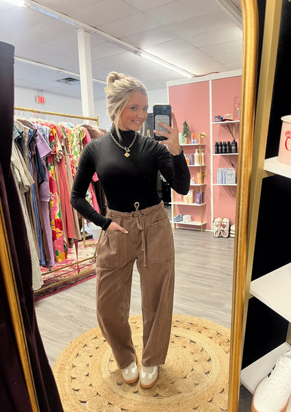 Vintage Washed String Pants - Mocha