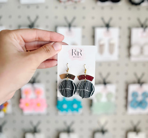 Black & White Striped Earrings