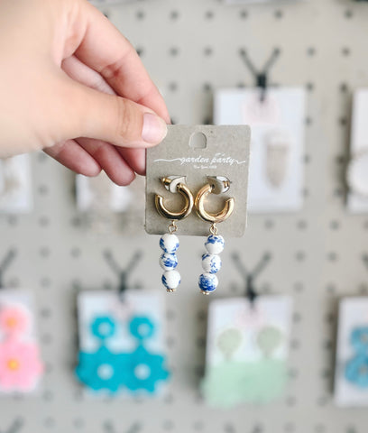 Blue & White Marble Earrings