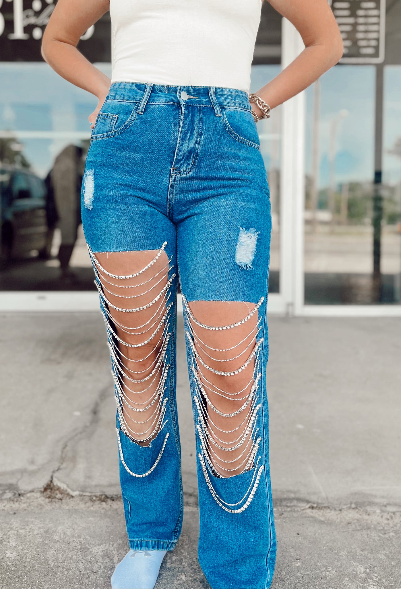Shine with me Rhinestone Jeans – Riverside Rayne Boutique